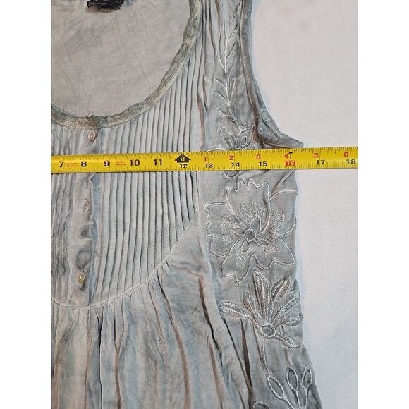 Pol Womens Gray mineral wash tunic sleeveless floral embroidery Size S - Picture 12 of 15